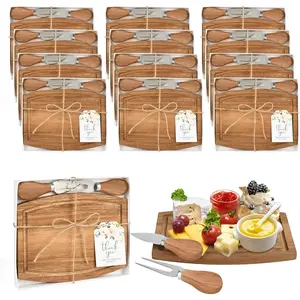 12 Set Baby Shower Prizes For Game Winners Adults Bridal Shower Gifts Thank You Gift Bulk Acacia Mini Cheese Boards Charcuterie Boards with Knives Forks