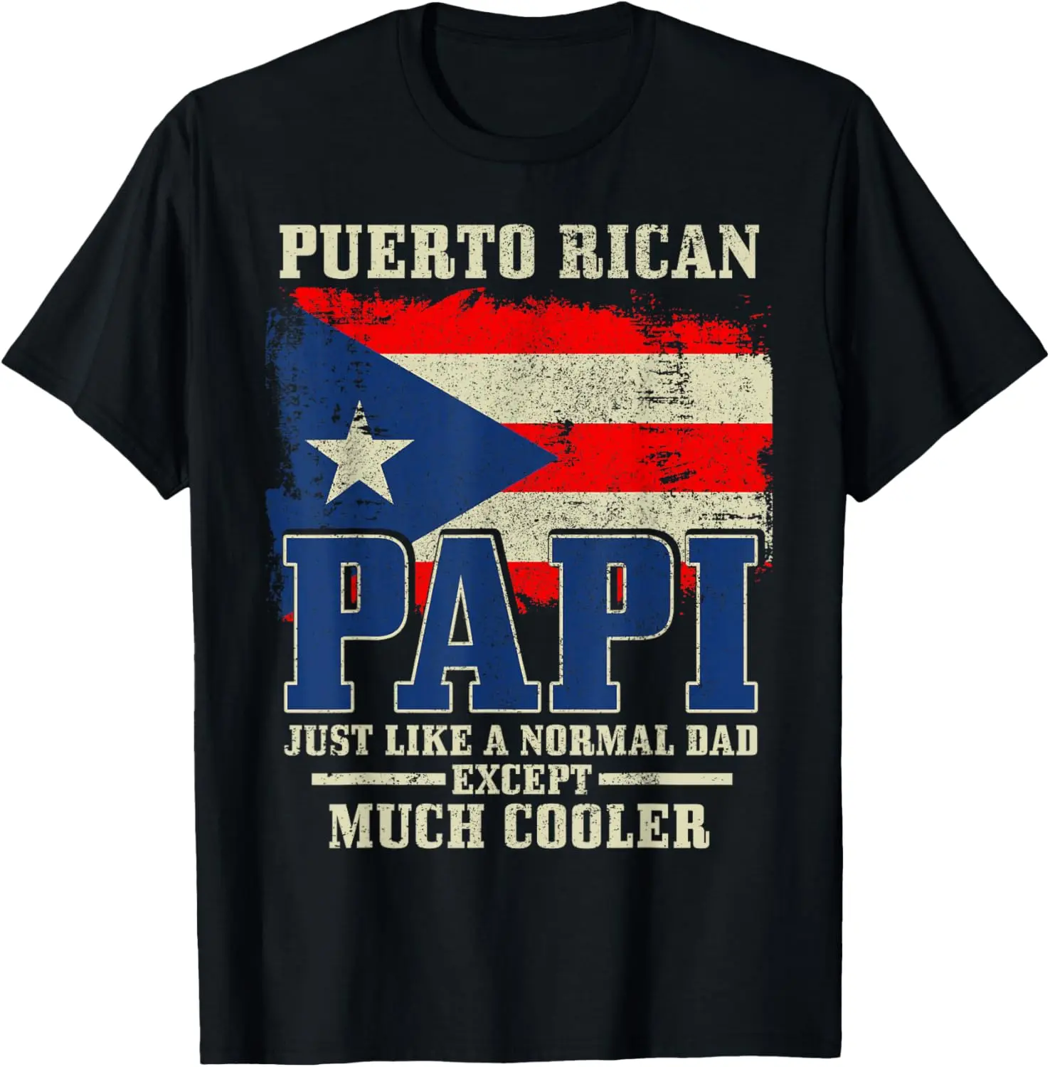 Puerto Rican Papi Dad Puerto Rico Pride Boricua Father's Day Summer Casual Shortsleeve Cotton T-Shirt