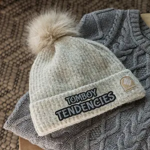 "Tomboy Tendencies" Pom-Pom Beanie - Soft Microfleece Lining, Faux-Fur Pom, Unisex Fit, Winter Gear for Cold-Weather Warriors