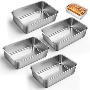 Packs 8.8*5.9 Inch Loaf Pans for Baking Bread, Stainless Steel Loaf Bread Pan with Parchment Paper Liners, Metal Bakeware for Bread, Meatloaf, Cake Brownies, Easy Release, Oven & Dishwasher Safe
