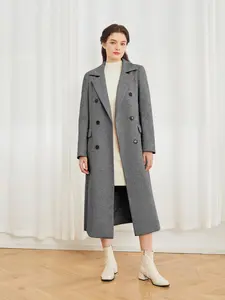 Women's Solid Color Double Button Pocket Overcoat, Casual Elegant Chic Long Sleeve Lapel Neckline Coat for Fall & Winter, Women's Clothing for Daily Wear, Cute Tops Outerwear