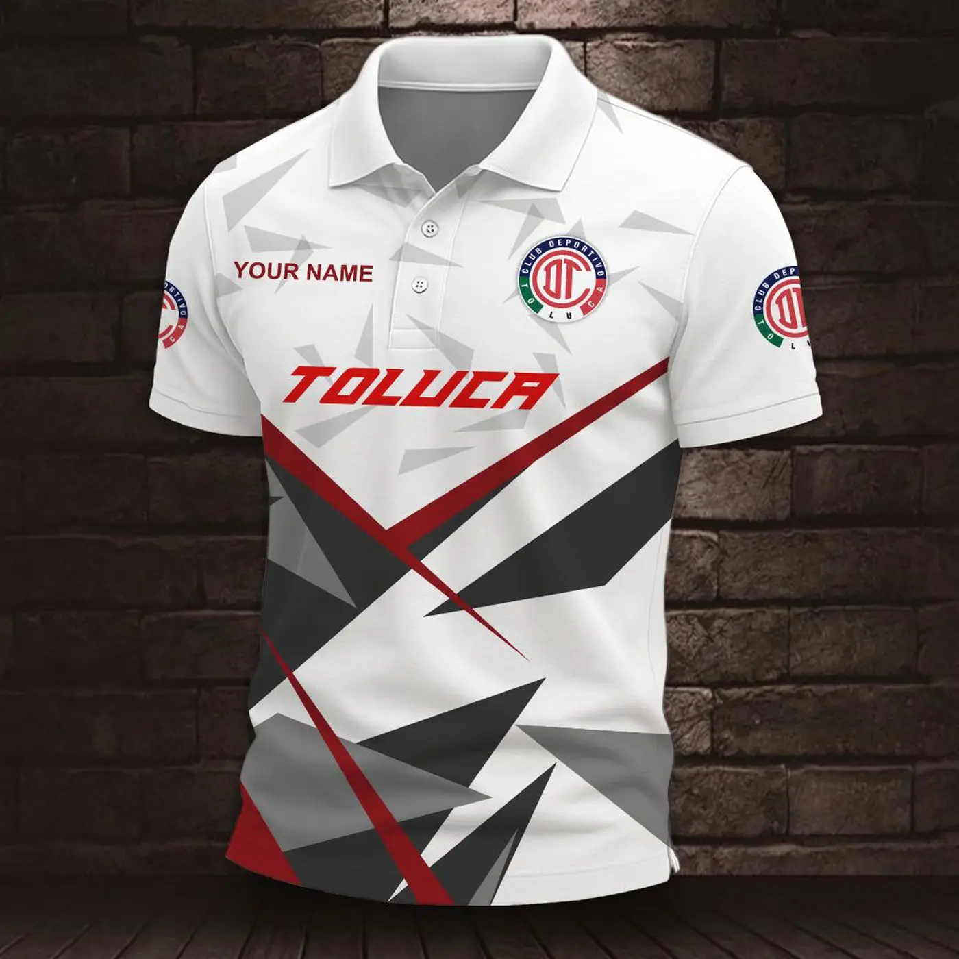 LIGA MX Deportivo Toluca Personalized Name Multi Color Polo ST2605