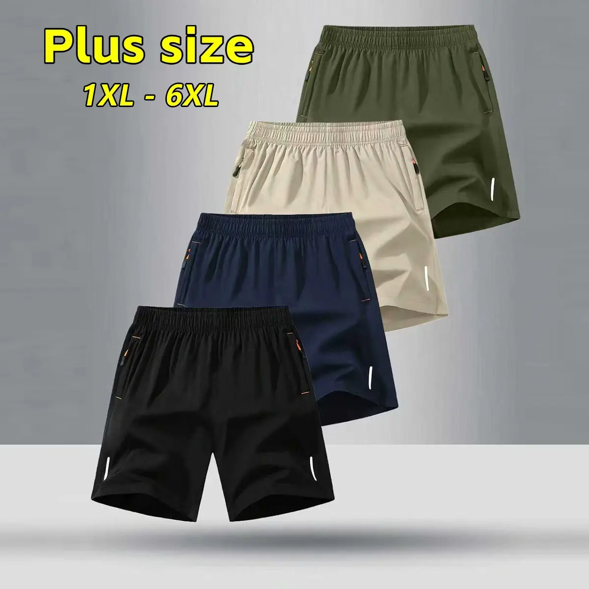 Men's Plus Size Sports Casual Shorts: Quick-Dry, Breathable, Elastic with Zip Pockets and Drawstring Waistband - Ideal for Swimming, Running, Gym, Hiking & Outdoor Activities, Spring/Summer Set of 3, PLUS SIZE