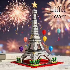 1875pcs Eiffel Tower Micro-Particle Building Blocks Set, Collectible Model Kit, Halloween Christmas Thanksgiving Gift, Family Puzzle Toy
