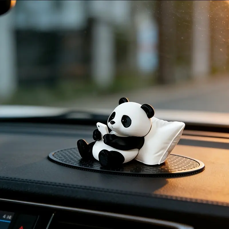 Creative Panda Sculpture Ornament, Desktop Office Decoration, Cute Animal Model, Collectible Statue, Multifunctional Car Home Accessory, Statue Figurines, Kawaii Desktop Decoration, Decorative, Collectible Figure Decor, Desk Ornaments