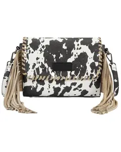Wrangler Women's Cow Print Fringe Crossbody Bag - Wg444-1818 Cf