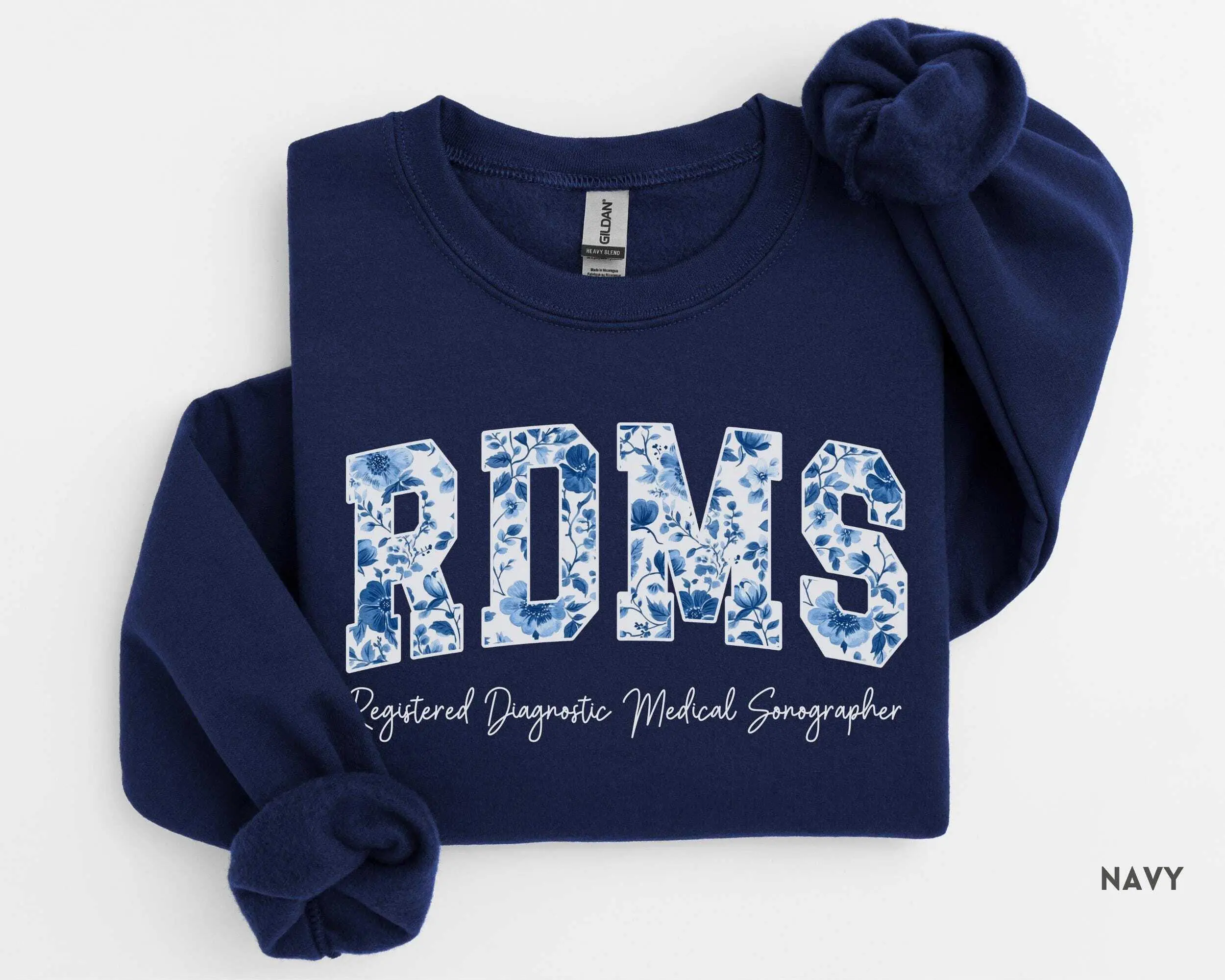 RDMS T-Shirt OR Sweatshirt, Registered Diagnostic Medical Sonographer shirt , Blue Toile RDMS t-shirt , Ultrasound Tech , Rad Tech, Cotton Crewneck