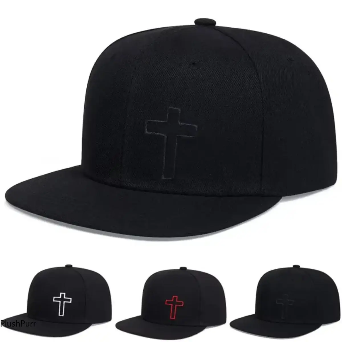 Unisex Fashion Cross-Embroidered Hip-Hop Snapback Hat, Adjustable 56-60cm Fashion Snapback, All-Season Sun Protection Casual Outdoor Luggage & Bag Accessory
