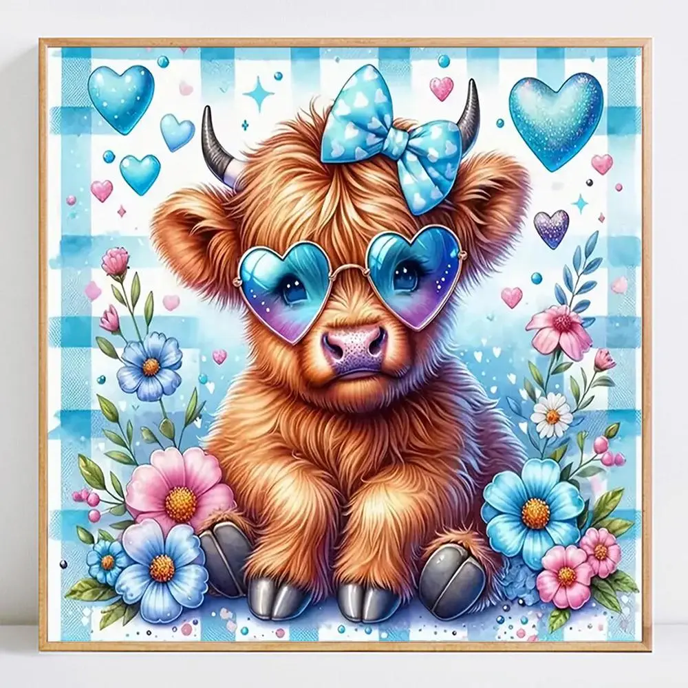 Cattle Pattern DIY Diamond Arts Colorful Painting Kit without Frame, DIY 5D Diamond Arts Colorful Painting Kit, Wall Art Decor for Home Living Room Bedroom, Diamond Painting Kits