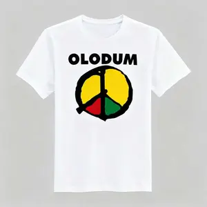 Olodum Peace Symbol Graphic Tee Soft Cotton Medium Size Cultural Style for Daily & Festival Wear casual graphic short sleeve tee menswear graphic t-shirt Men's Cotton Crewneck T-Shirts adult funny t-shirt