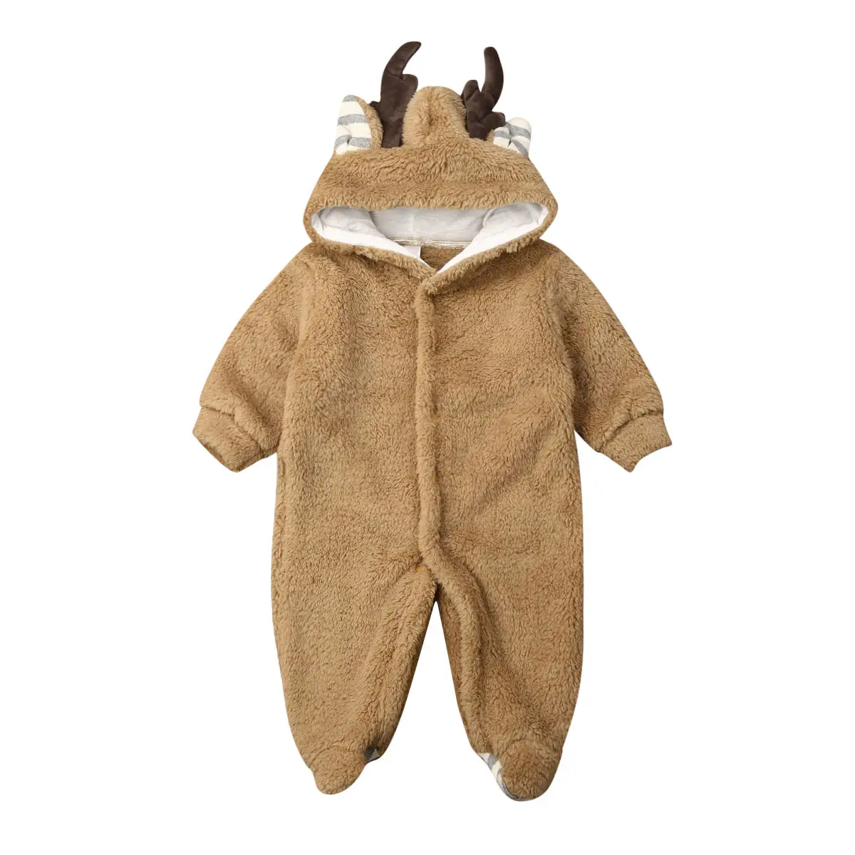 Calsunbaby Christmas Clothes for Newborn Baby Girl Boy Antlers Fleece Hooded Romper Jumpsuit Warm Winter Outfits Clothes