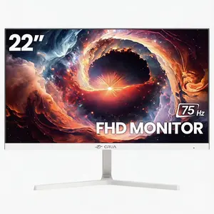 CRUA 22" FHD Computer Monitor, 1080P 75Hz, 120% sRGB, Low Blue Light, HDMI/VGA, Wall Mountable, White
