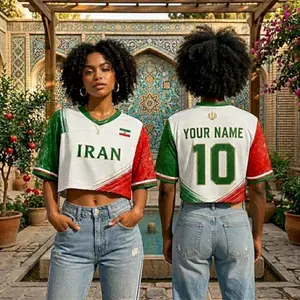 Personalized Iran Crop Top, Iran Football Fan Shirt, Custom Number Women's Sports Tee, Iran Pride Gift J1N