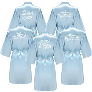Princess Sweet 15 Years Girl Birthday Party Robes Quinceanera Robe Mis XV Bathrobe Silkly Nightgown