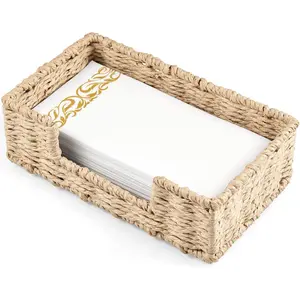 Napkin Holder for Bathroom, Woven Wicker Paper Rope Guest Towel Holder Tray, Disposable Paper Hand Towel Holder for Bathroom Accessories, Dinner Napkin Holder for Kitchen Table Party