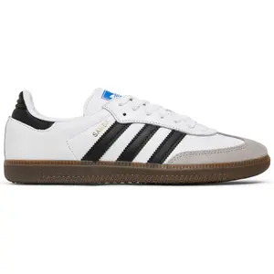 Adidas Originals Men's Samba OG Sneakers White B75806 Premium Leather Low-Top with Iconic Three Stripes & Gum Rubber Outsole, zapatos de hombre