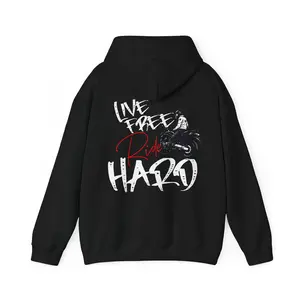 Live Free Ride Hard Motorcycle Hoodie | Biker Hoodie for Men | Motorcycle Gift | Ride Hard Freedom Hoodie | Streetwear Moto Gear