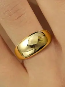 Unique 1 Pc Golden Stylish Ring Chunky Dome Copper Ring for Women Men 14K Real Gold Filled Non Tarnish Chunky Ring Stackable Ring