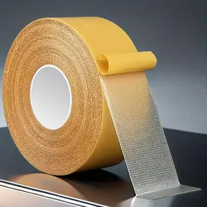 Super Strong Adhesive Fiberglass Mesh Double-Sided Tape - Transparent Heavy-Duty Fixing, Invisible Installation for Walls/Glass Seamless Durable Reinforced Backing, Ideal for DIY and Professional Wall Mounting, Item Securing and Bonding