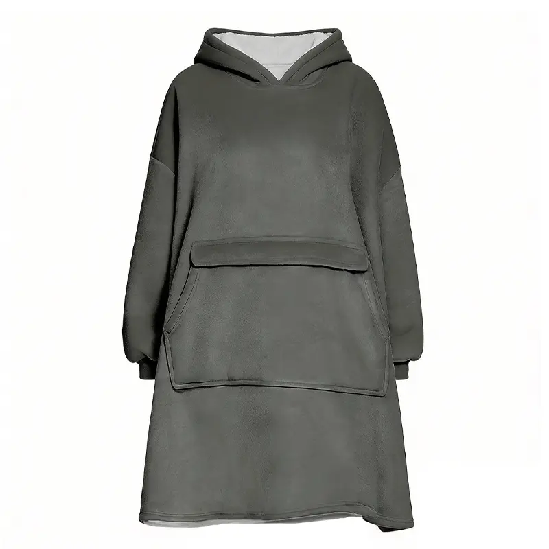 Women's & Men's 2026 Viral TikTok Cozy Polyester Plush Solid Relaxed Wearable Blanket Hoodie - Ultra Soft Oversized Sweatshirt with Sleeves, Perfect Winter Indoor Loungewear & Gift Idea