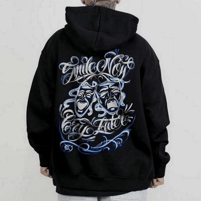 Men's Pullover Hoodie Smile Now Cry Later 5 Chicano Gangster Clothes Brochacho T-Shirt Mexico Lover Flag Vintage Forever Hoodied Everyday Cotton Hoodies
