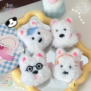 4-Pack Plush Fabric Puppy Shape Hair Clips, Cartoon Look Girls' Hairpins, Soft Pink Edge Clips for Hair Accessories (Sports & Outdoor, Camping & Hiking, Picnicware Use)