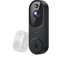 1080P Smart Wireless Video Doorbell Camera AI Human Detection 2.4G WiFi Two-Way Talk Battery Powered Night Vision Real-Time Alerts Weather-Resistant Cloud Storage Black