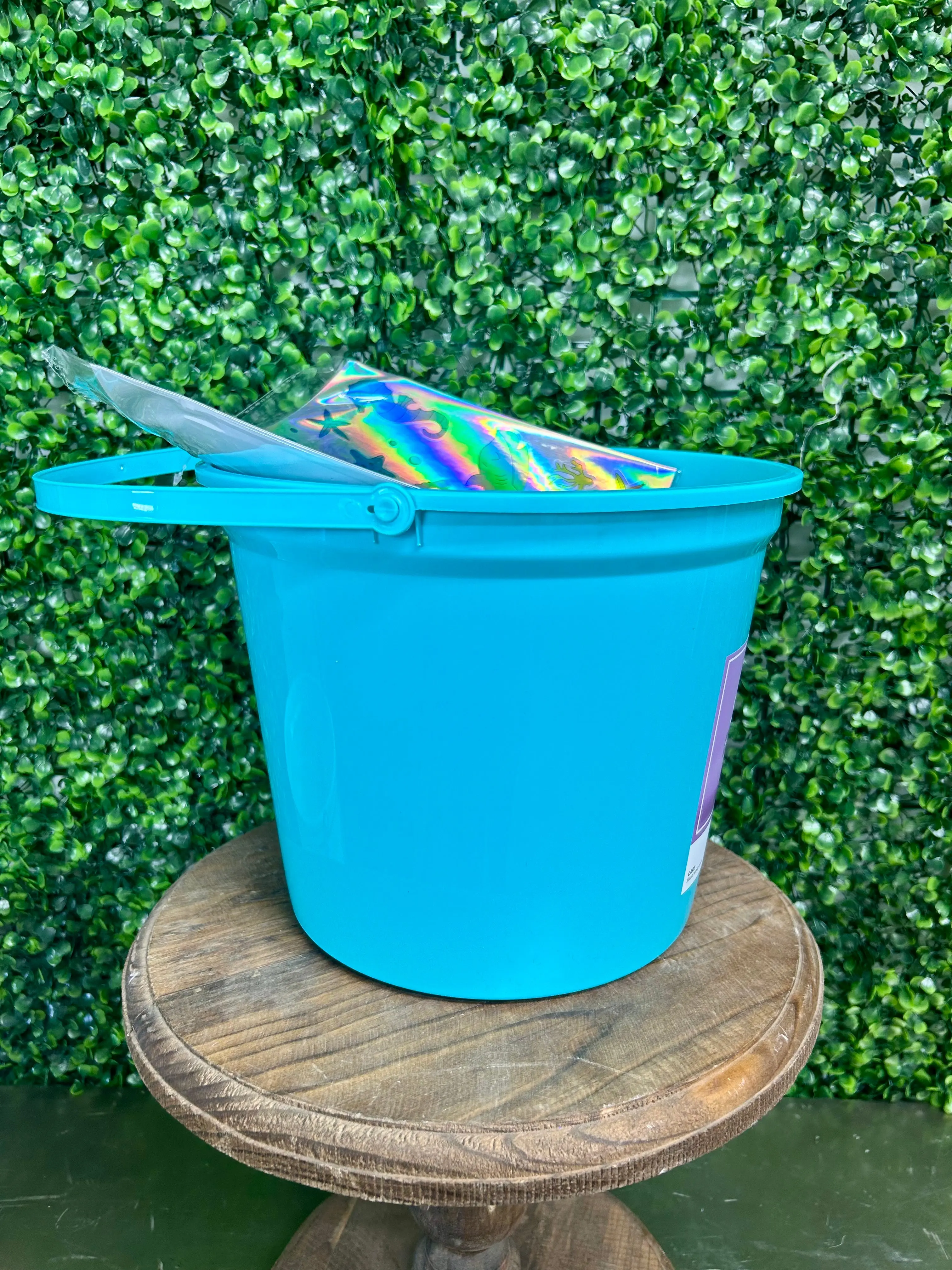Spritz Teal Blue Easter Bucket With Sea Life Stickers