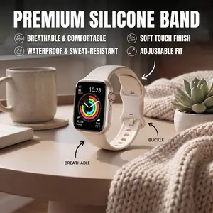 Sport Silicone Apple Watch Band | Soft, Waterproof Strap (Fits 38–49mm, Series 1–9, SE, Ultra) | Unisex Replacement Wristband (Watch Not Included)