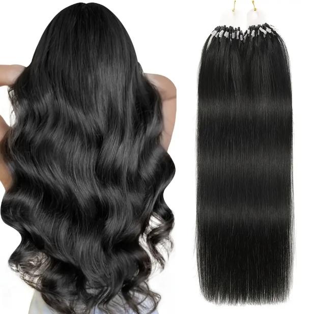 Micro Loop Human Hair Extensions For Women 12-28 Inch 30G 50Strands Red Blonde Silky Soft Undetectable Comfortable No Tangle No Shedding Natural Look For Thicker Hair & Glam Transformations
