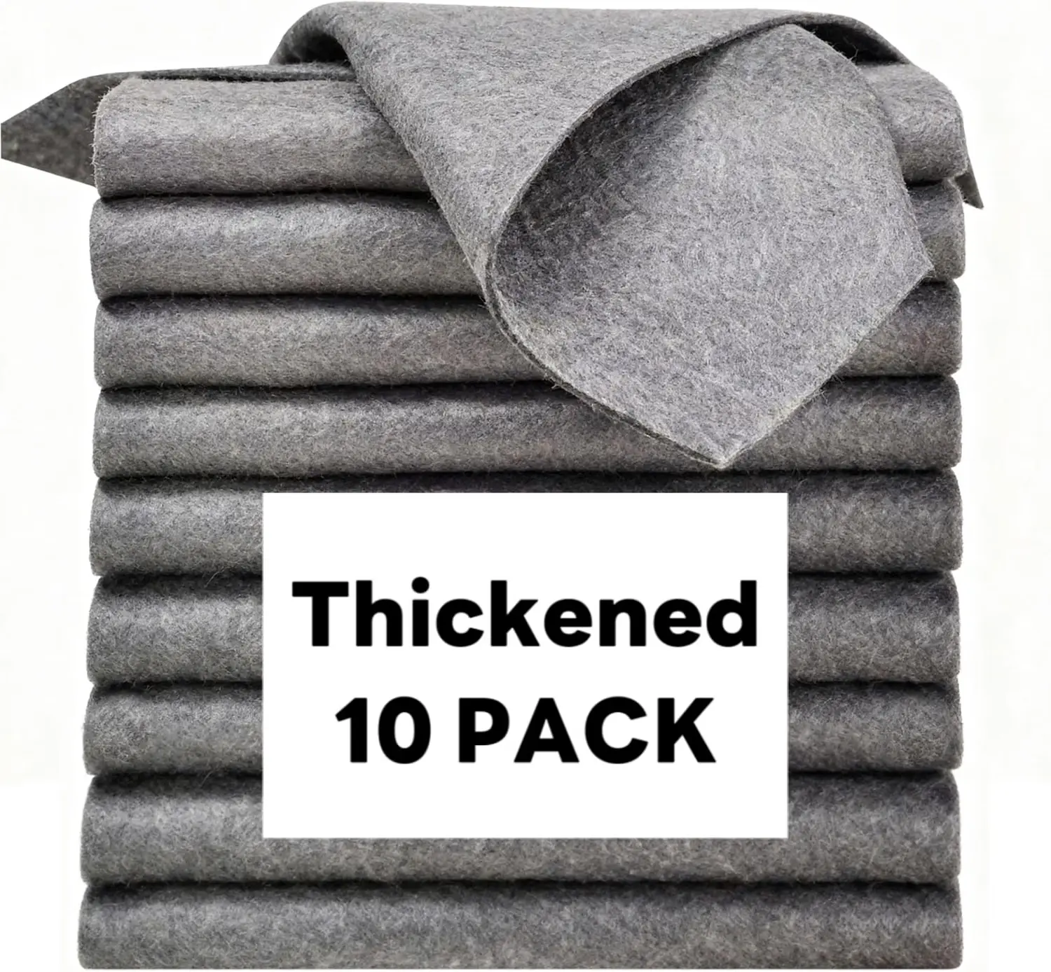 Thickened Magic Cleaning Cloths 10 Pack, Streak-Free Microfiber Towels, High-Absorbency Reusable Wipes for Glass, Windows, Kitchen & Car, 11.8"x7.8" Gray