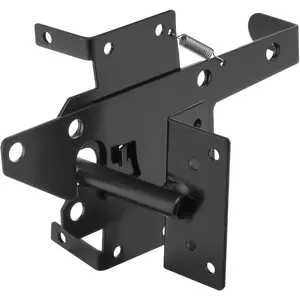 VEVOR Self-Locking Gate Latch, Metal Heavy Duty Automatic Gravity Lever, Door Latch Hardware with Multiple Lock Holes, Matte Powder Coating Finish, Ideal for Fence, Garage, Pool, Garden, Black