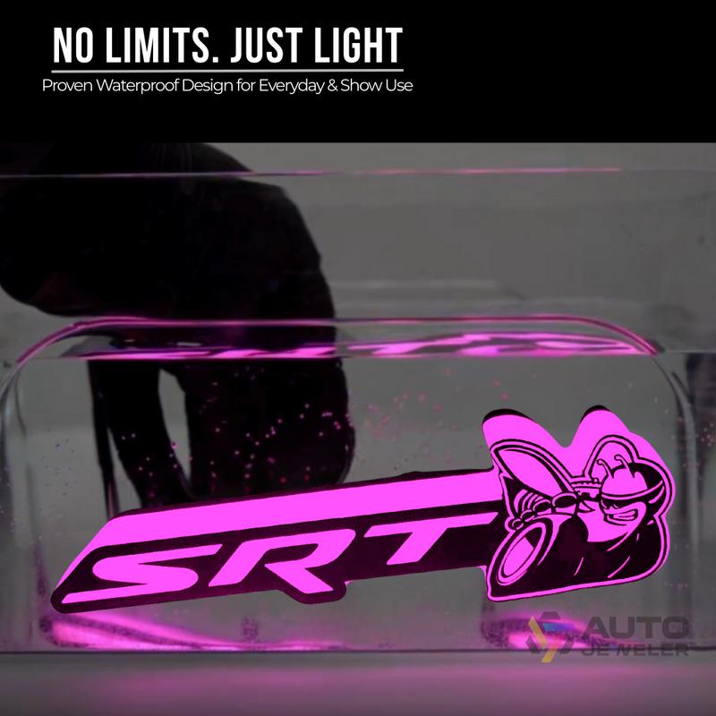 Dodge SRT Scat Bee LED Grille Emblem — RGB Flow-Series, Frosted Lens, App + Remote (Dual Control)