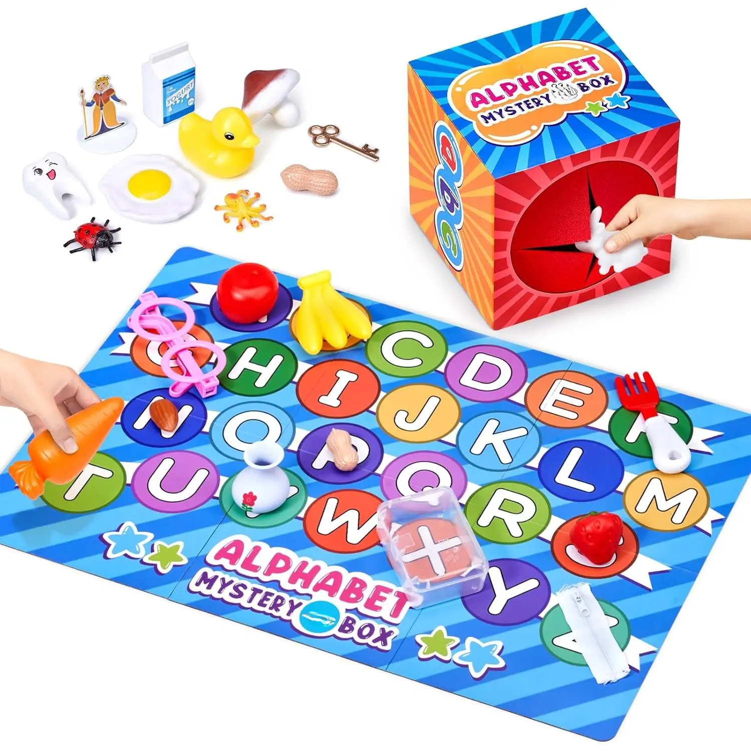 Mystery Alphabet Box for Kids 26 PCS Letters Sorting Matching Game Activities Letter Sounds Fine Motor Learning Toys for Preschool Kindergarten Classroom