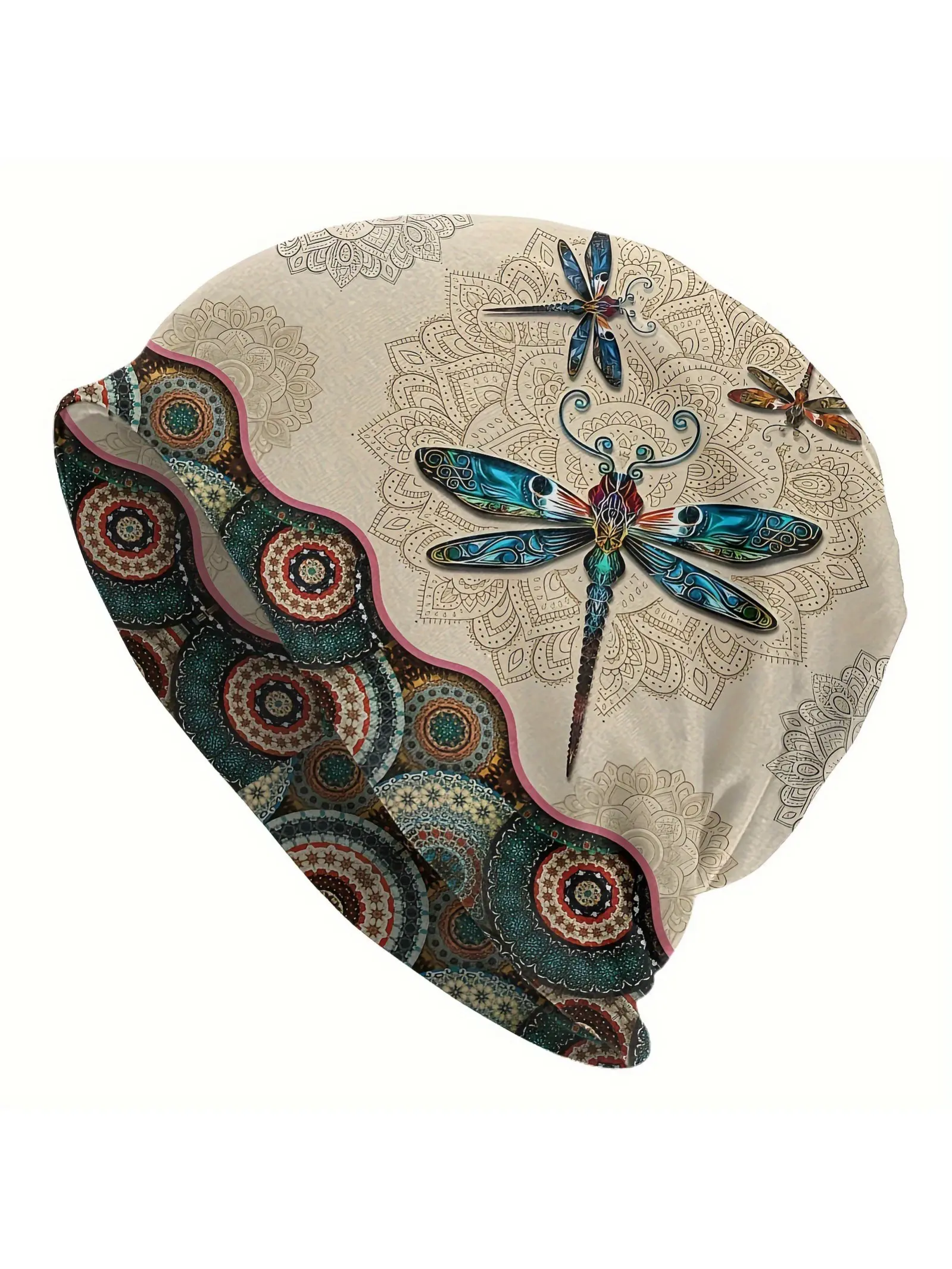 New Trendy Casual Dragonfly Print Design Fashionable Beanie Hat, Unisex Moon Hat, Versatile Fashion Cap for Men & Women, Perfect for All Seasons, Fashion Hats