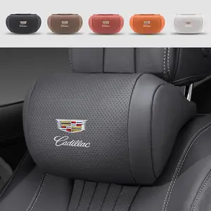 Car Seat Headrest Leather Neck Pillow Support Protector Cushion, Compatible with Cadillac Models, Comfortable and Durable Design