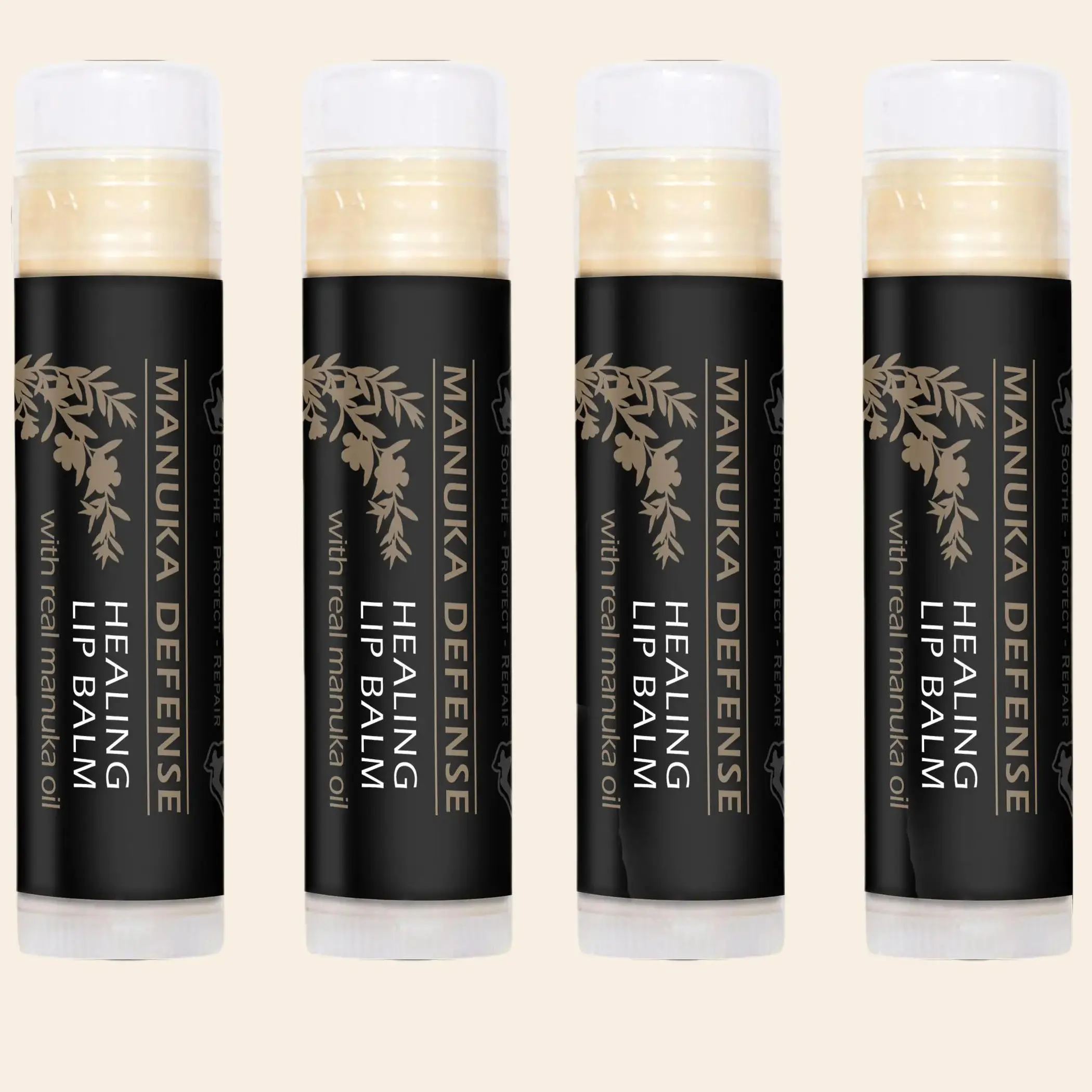BALM OF GILEAD Manuka Defense Lip Balm 4 Pack – Healing Moisture for Chapped Lips with Real Manuka Oil, Tea Tree & Eucalyptus for Dry Weather