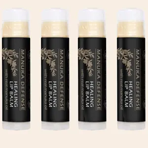 BALM OF GILEAD Manuka Defense Lip Balm 4 Pack – Healing Moisture for Chapped Lips with Real Manuka Oil, Tea Tree & Eucalyptus for Dry Weather
