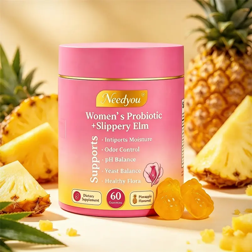 Her Juicy Feminine Probiotics Gummies‑ All‑in‑One Formula with Slippery Elm Bark, Prebiotics & Lactobacillus Probiotic Blend for Women’s pH Balance & Intimate Comfort‑ Hawaiian Pineapple Gummies 60 Count‑feminine balance gummies
