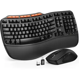Keyboard and  Combo, 2.4G Full Size Wave Key Board with Cushioned Palm Rest,  Typing, 3 DPI Adjustable , USB-A & C for /Laptop//Tablet -  MA31