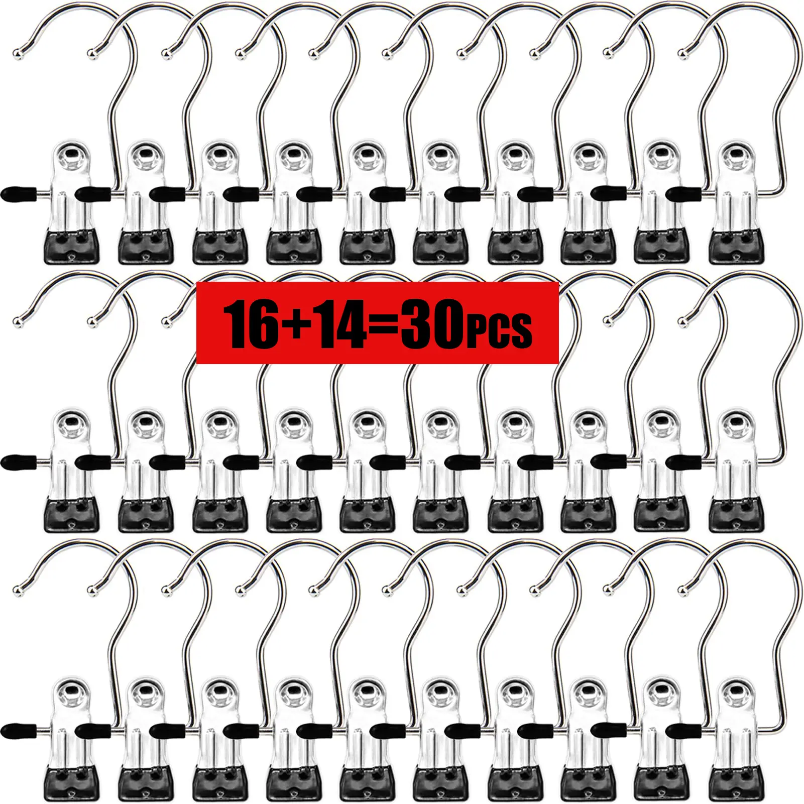 Premium Boot Hangers with Multipurpose Hanging Clips & Rust-Resistant Clothespins, Heavy-Duty Closet Organization Space-Saver for Boots, Pants (30/60 Counts)