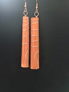 Handmade Ethnic Ceylon Cinnamon Stick Earrings, Fashion Costume Jewelry Accessories, Handmade Ethnic Earrings