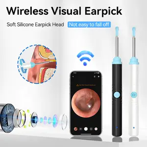 Silicone ear hygiene kit, high-definition visual earwaxremoval tool with camera, 1296P high-definition camera earcanal cleaner, compatible with iPhone and Android phones