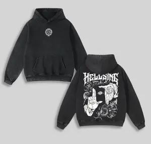 Alucard Hellsing Hand Signs Hoodie Washed Cotton Oversized Anime Manga, Hellsing Washed Hoodie, Anime Streetwear, Gift For Anime Fan,Anime Merch Graphic Hoodie