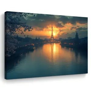 Eiffel Tower Canvas Wall Art - 29.97cm x 39.88cm Wooden Framed Print, Suitable for Living Room, Bedroom, Kitchen, and Office Decoration - Perfect Christmas Gift, Perfect Room Decoration