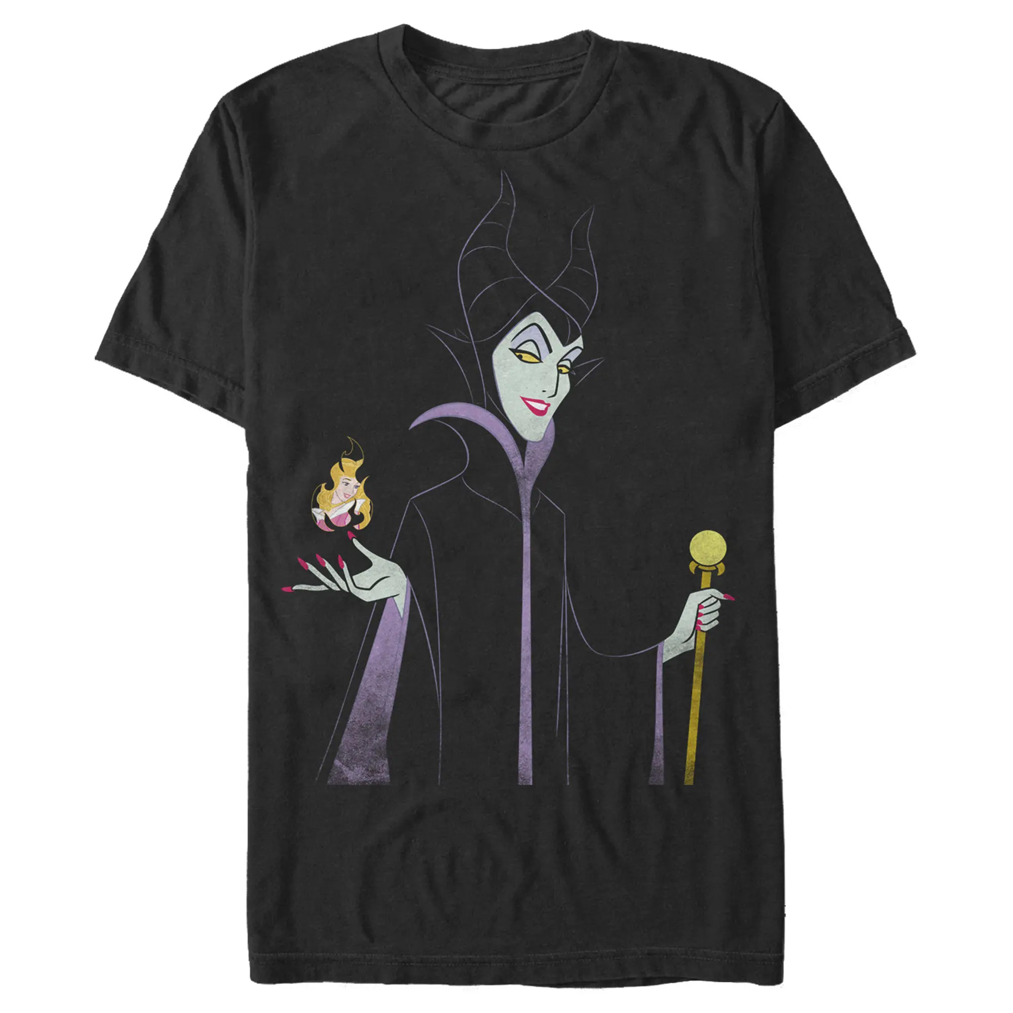 Men's Disney Princesses Sleeping Beauty Maleficent Staff and Aurora Flame T-Shirt