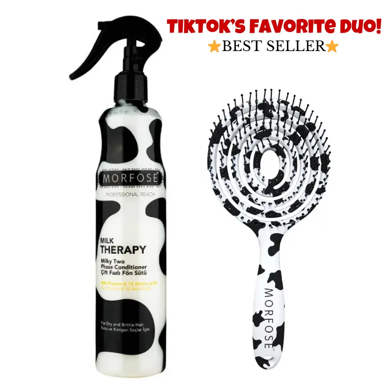 Morfose Milk Therapy Leave-In Conditioner Spray + Detangling Hair Brush