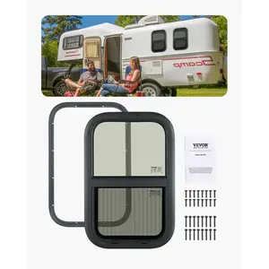 VEVOR Vertical RV Window, 14" W x 22" H Tinted Sliding RV Window with Net Screen & Trim Ring, Fit 15/16" - 1 3/4" Thickness Wall, RV Window Replacement for Teardrop Cargo Trailer Camper, DOT Approved
