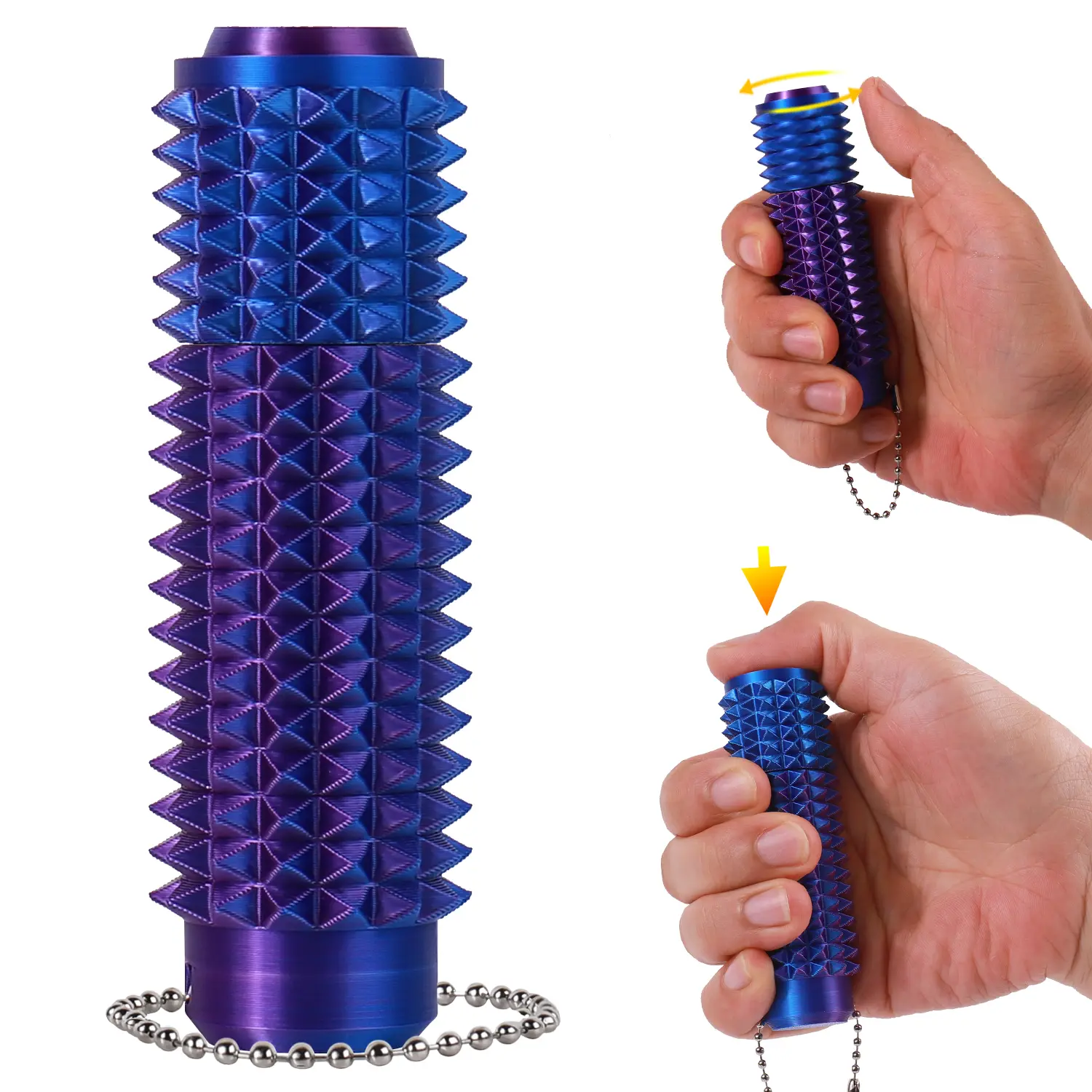 Grippie Portable Sensory Friendly Unisex Fidget Toy - Non-Toxic Firm Plastic Spikes, Vibrant Roller Shape, Clip-to-Keys On-the-Go Impulse Management Tool, Fidget for Adults Office Anxiety Aid