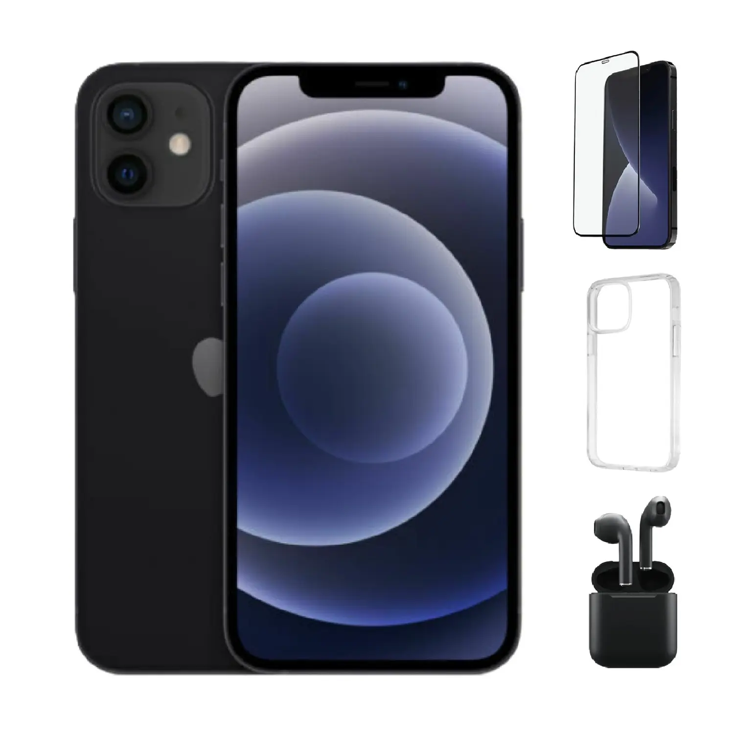 Refurbished iPhone 12 Mini (Unlocked)-Acceptable Condition with Case, Wireless Earbuds,Tempered Glass Screen Protector & 1 Year Warranty  A2176